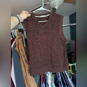 Maroon Sleeveless Knit Sweater Vest